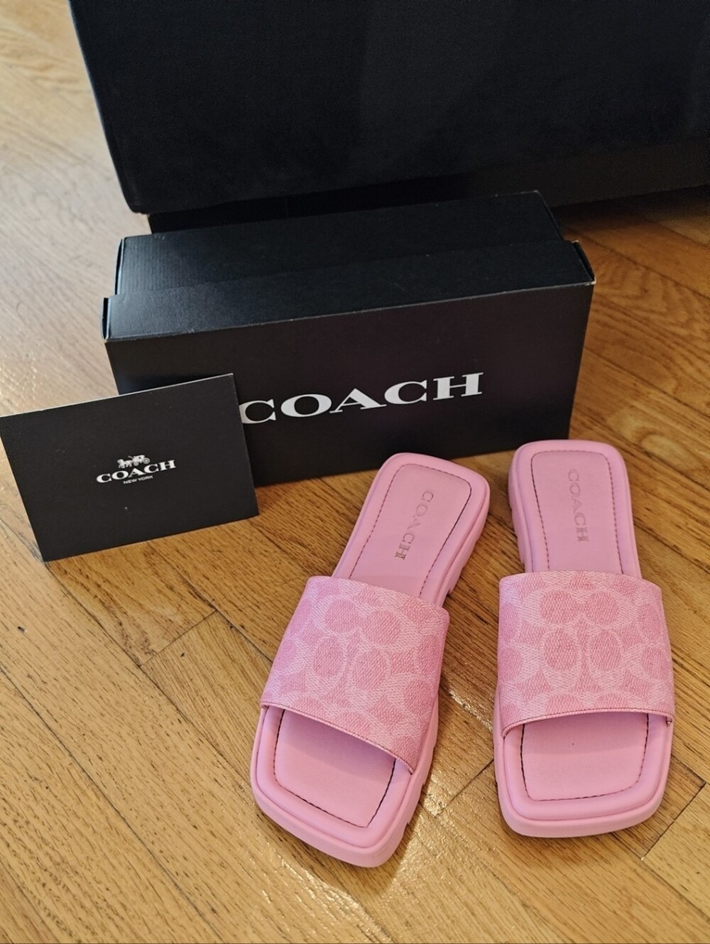 COACH Pink Signature Jacquard Slide